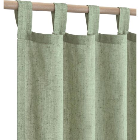 Lot de 2 Rideaux Longs en Lin Transparent pour Portes coulissantes en Verre, pour fenêtres de Salle à Manger, Salon, Chambre à Coucher, 243,8 cm de Long, Vert Sauge (1/5)