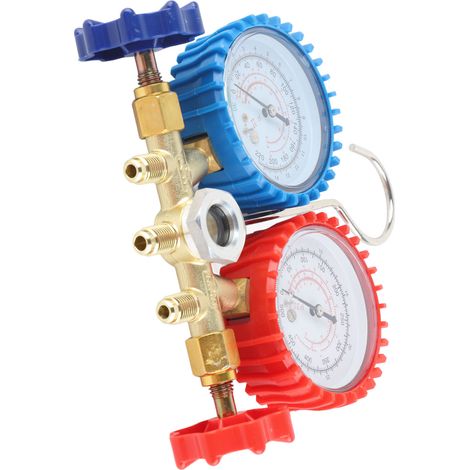 Manomètre climatisation R134A R12 R22, kit HVAC laiton anticorrosion pour réfrigération. (1/5)