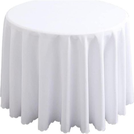 Nappe ronde 180cm Blanc Polyester pour table basse & table à manger