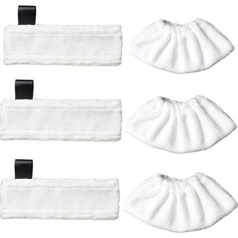 Compatibile con gli accessori per scopa a vapore Karcher Black Label e con la scopa a vapore Karcher Magic Floor Mop SC Series (3 Black Label + 3 coperture sottili per la pulizia a vapore) -Crezuo