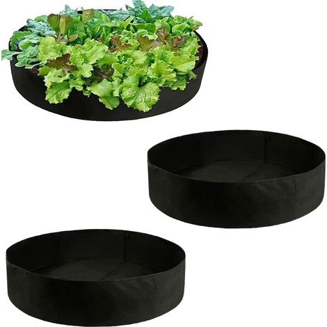 Sac de plantation-2 pièces en tissu velours,pot en tissu épais et respirant,sac de semis rond,sac de plantation pour pommes de terre,tomates,sacs de plantation pour légumes et fleurs,Couleur Noir (1/5)