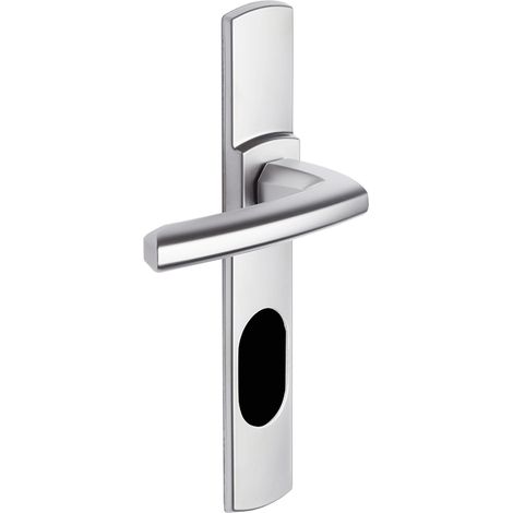 Ensemble de poignée ”Scult” sur plaque - BEZAULT - Diamant noir - Plaque 215 x 41 mm - entraxe de fixation 195 mm - Clé I avec trou oblong pour protecteur de cylindre (1/2)