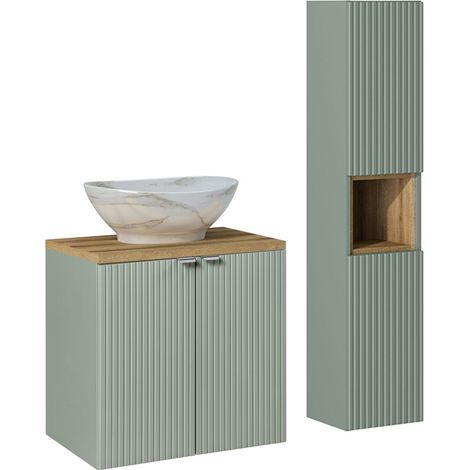 Set di mobili da bagno con lavabo Jade verde e marrone 60cm