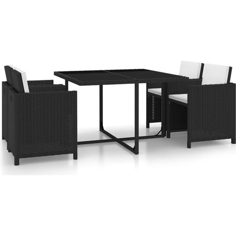Salon de jardin encastrable 5 pcs - Canapé de jardin - Ensembles de Meubles d'exterieur - et coussins Rotin Noir Chic-409180 (1/5)