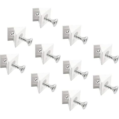 Lot de 20 Connecteurs de Paroi Arrière - Blanc - Pour Tiroir et Armoire - Support de Mur Avec Vis - Connecteurs d'Angle pour Meubles en Métal Galvanisé (1/4)