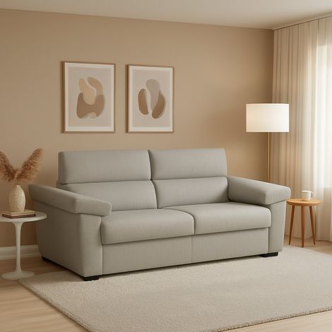 3-Sitzer Sofagarnitur Giffone, Abnehmbar, Waschbar Made in Italy, Armlehnen, 225x95 cm Hellgrau (1/4)