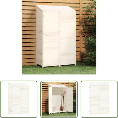 Rangement extérieur - Remise de jardin Blanc 102x52x174,5 cm Bois de sapin solide (1/5)