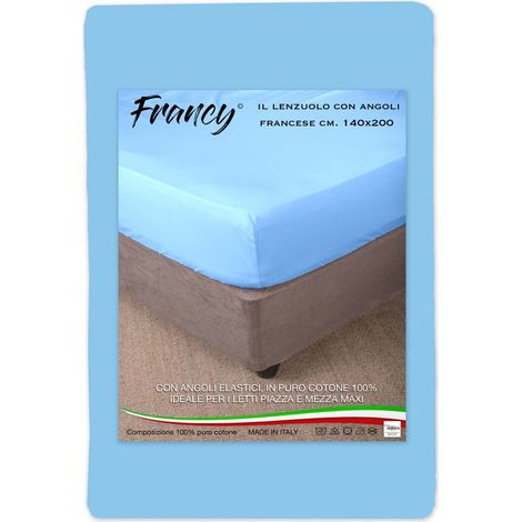 LENZUOLO FRANCY CON ANGOLI AZZURRO FRANCESE 1 PIAZZA E MEZZA GRANDE MAXI (1/3)
