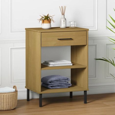 Armoire console avec pieds en métal Marron Bois pin massif OSLO (1/5)