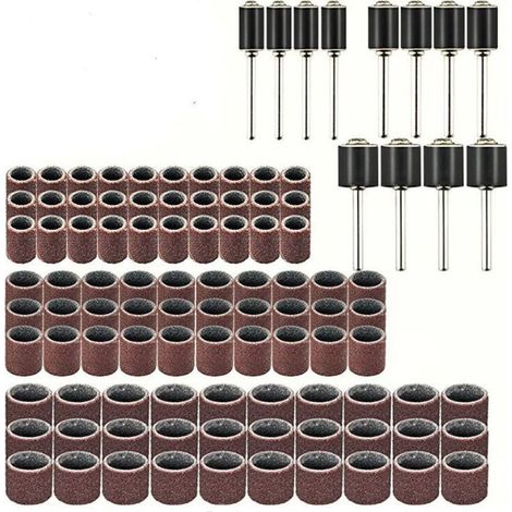 Lot 102 bandes abrasives – tambour sable – kit polissage rotatif – anneaux ponçage / meulage (1/5)