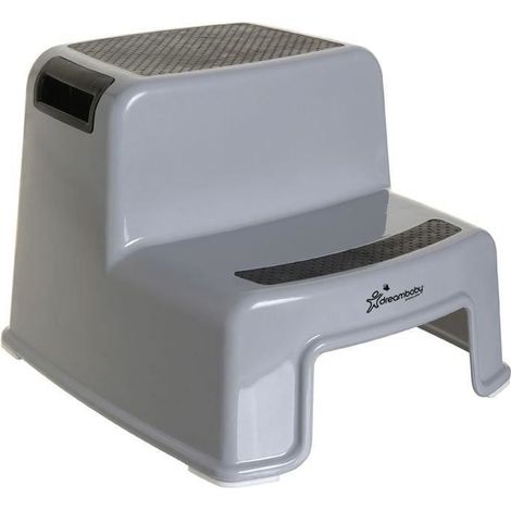 Sgabello a gradini - DREAMBABY - 2 Up - Antiscivolo e testurizzato - Fino a 80 kg per bambini e adulti - Grigio e Nero (1/5)