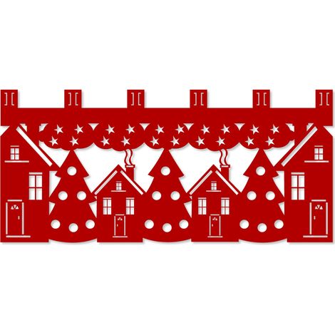 Küchenvorhang M7, Weihnachtsmuster, Häuser, Winter, 90 x 40 cm