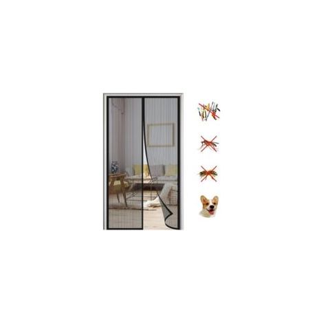Cortina magnética para puerta, mosquitera, cierre automático, 130 x 220 cm, negra - Crezuo