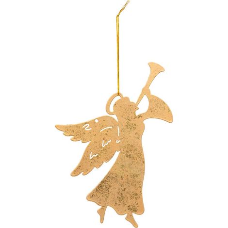 Soggetto angelo trombettiere in metallo h.17cm dorato - Feeric lights & christmas (1/2)