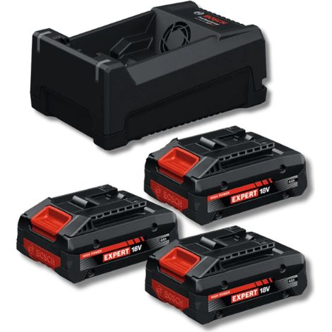 18V Energie-Paket: 3x Akkus GBA 18V 4.0 Ah + Schnellladegerät GAL 12V/18V-80 - BOSCH 0615V0005X