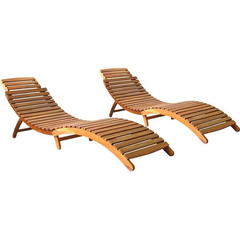Sonnenliegen 2 Stk. Massivholz Akazie