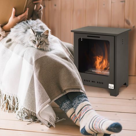 Bioethanol-Kamin – effizienter und umweltfreundlicher – Maximale Brennstoffkapazität 0,9 Liter für eine Flammenbrenndauer von bis zu 3 Stunden