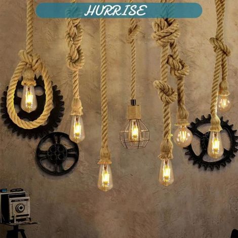 Sonew Corde de chanvre pour lampe suspendue Lampe Suspendue En Corde De Chanvre Style Industriel deco decoration Tête unique 2m (1/5)