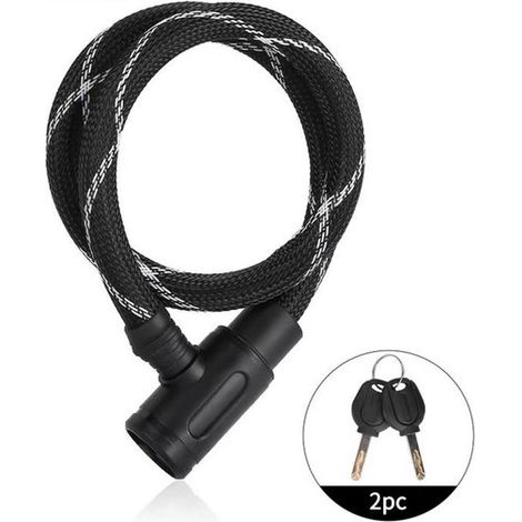 Antivol de vélo en alliage de zinc - 100 cm x 2 cm - Câble antivol en nylon - Protection extérieure en nylon - Haute sécurité (1/4)