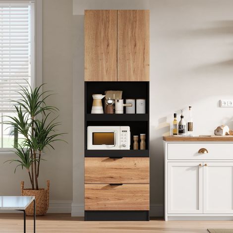 Buffet 200 cm portes et tiroirs Bahut étagères micro-ondes grand format dispositif anti-basculement meuble multifonction pose libre (1/5)