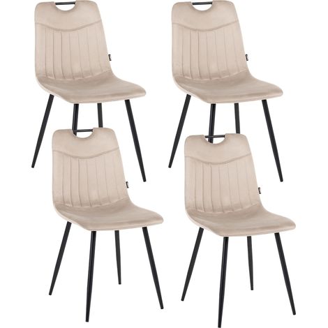 Set di 4 sedie da pranzo in velluto con gambe nere in ferro verniciato a polvere tortora Argyle (1/5)