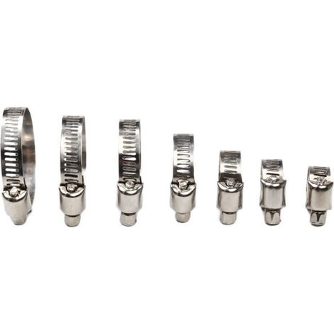 Fascette stringitubo, fascette stringitubo in acciaio inox, 60 pezzi, fascette stringitubo in acciaio inox, 8-38 mm, 7 diverse misure, per piscine, lavatrici, lavastoviglie, tubi dell'acqua domestici (1/4)