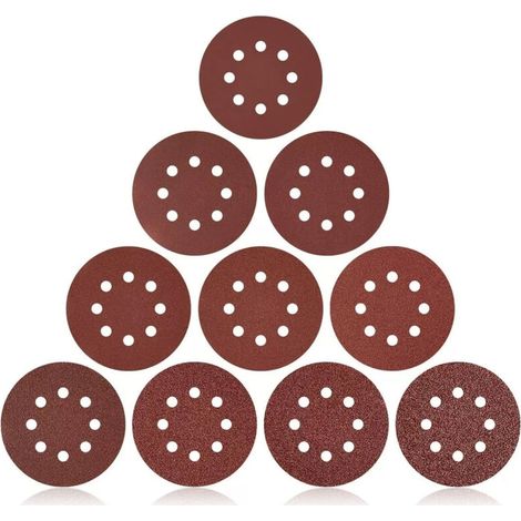 Nannigr Disque de Ponçage, Lot de 100 Papier de Verre à Fixation en Nylonpour Ponceuse Excentrique Ø 125 mm Disques Abrasifs de 60/80/100/120/150(20 disques par taille de grain) (1/5)