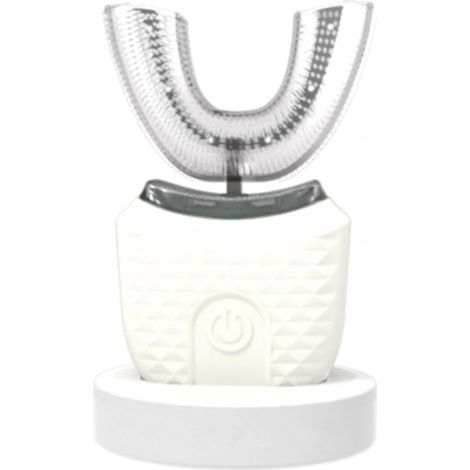 Brosse à dents électrique en forme de U, étanche selon la norme IPX7, brosse à dents électrique en forme de U à 360°, brosse à dents intelligente, brosse à dents électrique en silicone, blanche