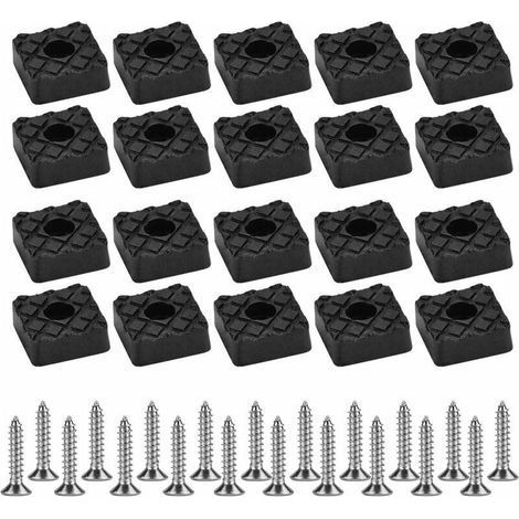 20 Pieds En Caoutchouc À Visser Pour Chaises Et Tabourets – Tapis Antidérapants Carrés 22 Mm Avec Entretoises Métalliques – Protection Sol Bois (1/5)