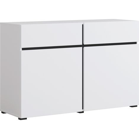 Cómoda Alfere 104, Blanco, Con cajones y puertas, Número de cajones: 2, 78x119x40cm
