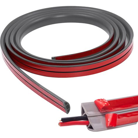 Passage de Cable au Sol 6M, Cache Cable Sol Auto-Adhésif 20x10mm, Passe Cable Sol Goulotte Passe Cable PVC, Protecteur de Câbles de Plancher pour Cacher et Protéger Les Câbles, pour Calibre 8 mm (1/5)