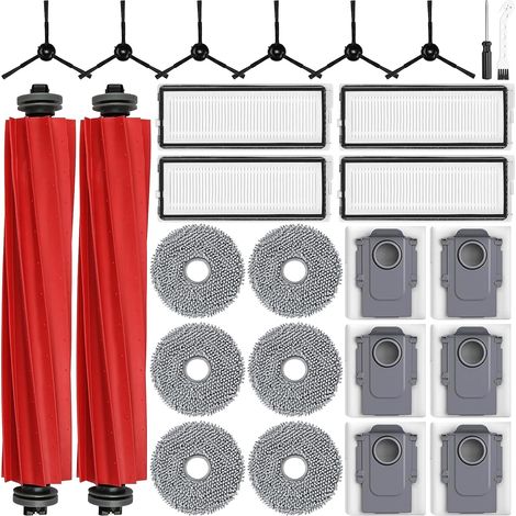 26 Accessoires pour Robots Aspirateurs Roborock Qrevo Pro/Qrevo S/Qrevo MaxV, 2 Brosses Principales 6 Sacs à Poussière 6 Chiffons 4 Filtres 6 Brosses Latérales 1 Brosse de Nettoyage 1 Tournevis (1/5)