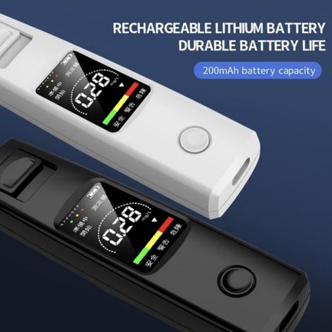 Ethylotest professionnel portable rechargeable, lumineux et sonore, précis, avec écran LCD et indicateur 3 couleurs-blanc (1/4)