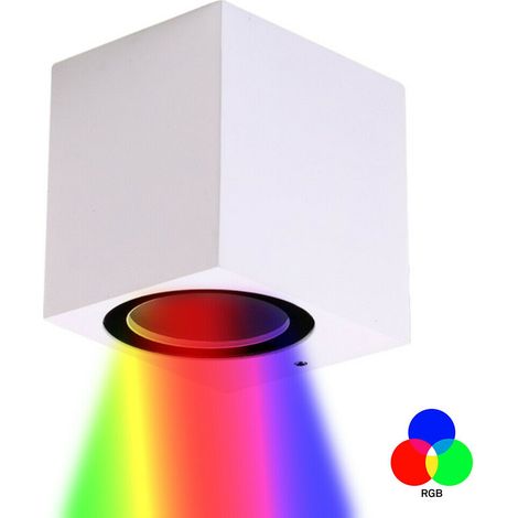 APPLIQUE LAMPADA DA PARETE A MURO LED PER INTERNO ESTERNO MODERNO FARETTO RGB (1/4)