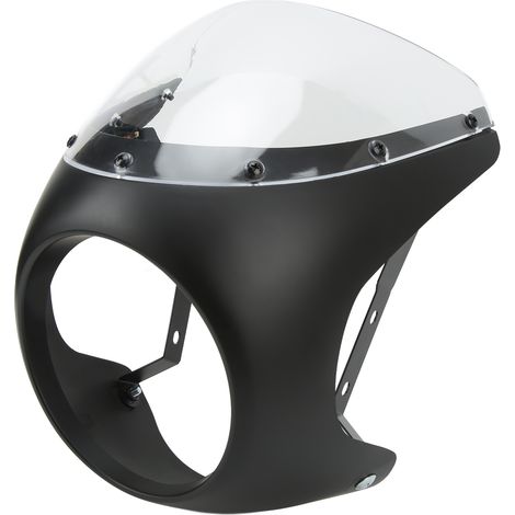 Carénage de phare avant de moto 7 pouces, surface lisse, résistant au vieillissement et à l'usure, compatible avec les phares ronds de moto, noir mat et transparent (1/5)