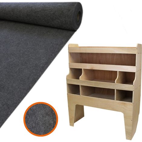 11m2 Doublure Intérieure Gris Anthracite en Feutre pour Véhicule & Armoire de Rangement en MDF pour Outils - Van Camionette Aménagé Personnalisation Véhicule de Travail [5 Cannettes de Colle GRATUITE]
