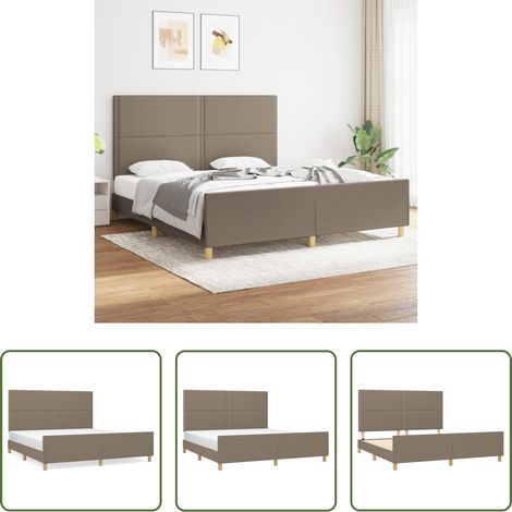 Tête de lit réglable - Cadre de lit sans matelas taupe 180x200 cm tissu (1/5)