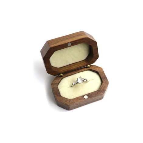 Doppelt geformte Ringbox, Eheringbox, Verlobungsringbox zum Valentinstag (cremefarben) (1/5)