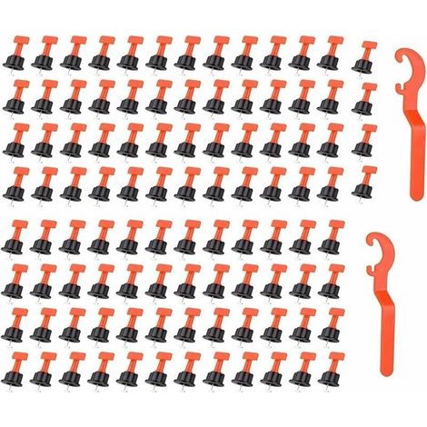 Sistema di livellamento piastrelle riutilizzabile, 100 pezzi per il livellamento delle piastrelle, strumento fai da te per la costruzione di pareti e pavimenti, con chiave speciale