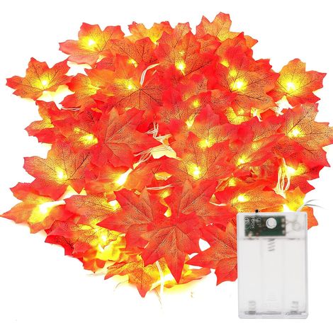 3 m lange Lichterkette mit 20 LEDs in Ahornblattform für Weihnachten, LED-Lichterkette in Ahornblattform, Halloween-Lichterkette für Weihnachten (1/5)