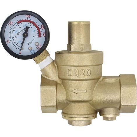 Regulateur de pression eau avec filtre remplaçable 1/2 3/4 1 1-1/4 1-1/2 2 pouce - reducteur de pression d'eau avec manomètre (DN15-1/2 pouce) (1/5)