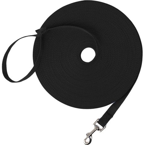Laisse d'entraînement à l'obéissance et au rappel pour chien/chiot - 9 m (30 pi) - Idéale pour l'entraînement, les jeux, le camping ou le jardin - Noire (1/5)