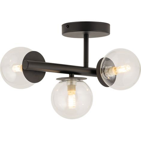 Plafonnier noir moderne AVOLA 3 globes verre G9 Sigma (1/2)