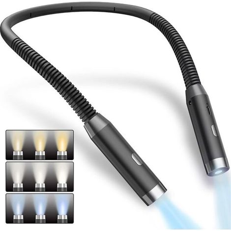 Bardusch - Lampe de Lecture de Cou Rechargeable USB - 3 Niveaux Luminosité & 3 Températures Couleur - Silicone Léger Protection Yeux (1/4)
