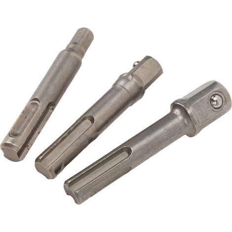 Ensemble de 3 forets à percussion SDS PLUS avec adaptateur et convertisseur de douilles 1/4", 3/8" et 1/2". (1/5)