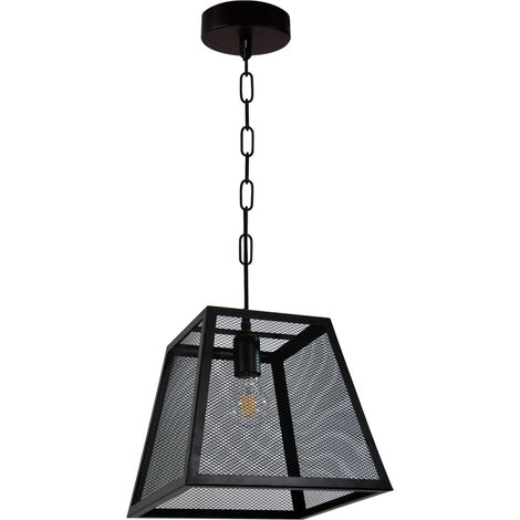 Suspension métal noir E27 Madera Ø29 style loft Polux (1/4)
