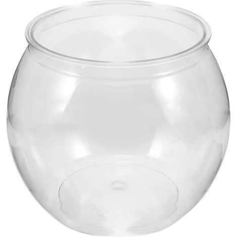 Round Fish Bowl, Durable Clear Plastic, 6.5 Inches, For Goldfish and Turtles, Home and Office Decoration (1/5)