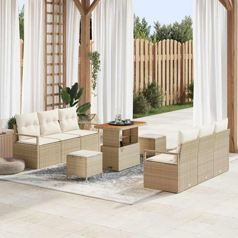 Set Divano da Giardino 9 pz Beige polyrattan vidaXL (1/5)