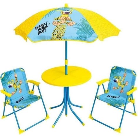 Salon de jardin pour enfants - FUN HOUSE - MARSUPILAMI - Jaune - 2 chaises pliantes - Parasol (1/5)