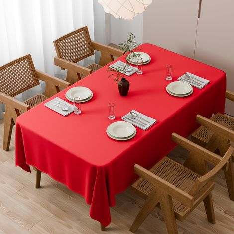 Nappe lavable, rectangulaire, en polyester, résistante aux rayures, anti-taches, pour extérieur, jardin, salle à manger, fête et maison, rouge, 110 x 180 cm (1/5)